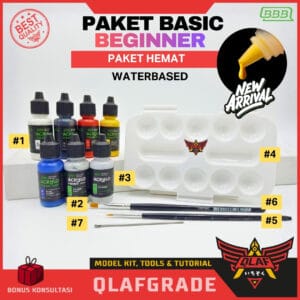 PAKET ACRYLO BASIC LENGKAP for BEGINNER repaint hand brush cat gundam