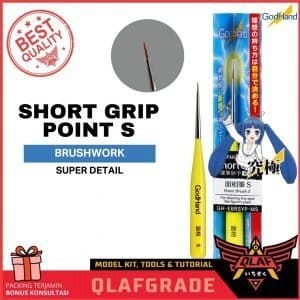 Kuas SHORT GRIP Point Brush S GODHAND - hand paint model kit gundam