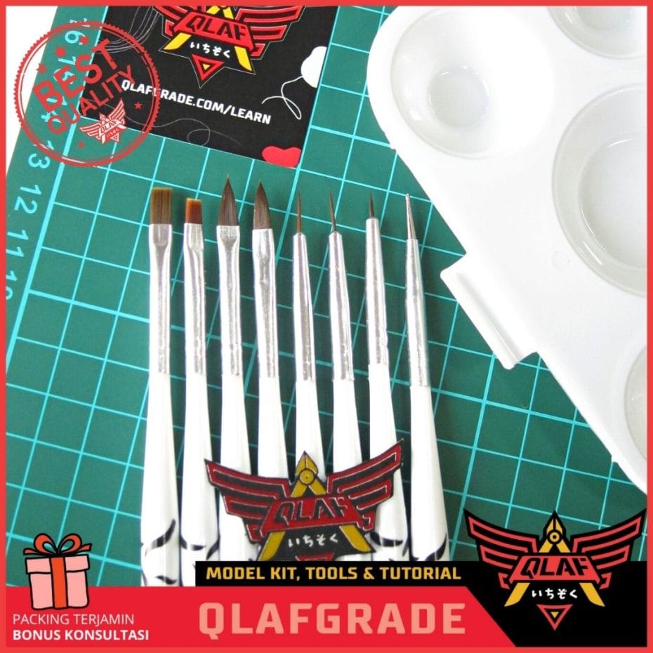 BRUSH SET isi 8 kuas mix BASIC gundam hand brush cat paint model kit