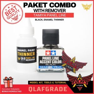PAKET TAMIYA PANEL LINE - COMBO- black, QLAF Enamel Thinner