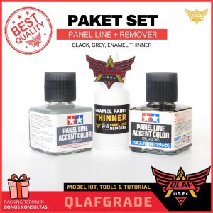 PAKET TAMIYA PANEL LINE - ENAMEL (BLACK, GREY, QLAF ENAMEL THINNER)