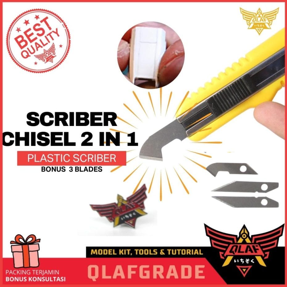 Chisel Gundam PLASTIC SCRIBER Panel Line 2 in 1 Modeler Tools isi 4