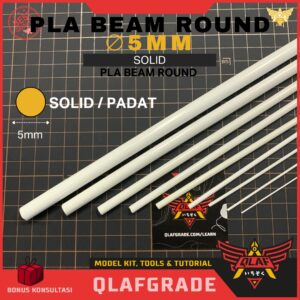 Pla Beam Round Solid 5 mm - plastic pla plate bulat padat pejal bundar custom model kit