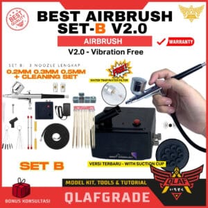 Best AIRBRUSH Set B  LENGKAP v2.0 ENTRY LEVEL 100  - free filter watertrap mini kompresor cat hobby penbrush painting figure gundam statue dekorasi make up