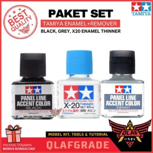 PAKET TAMIYA PANEL LINE (Enamel) Black + Grey + X20 Enamel Thinner