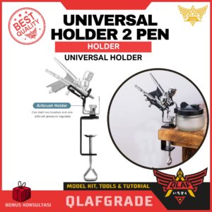 Stand Airbrush Holder 2 Penbrush Jepit Meja Universal