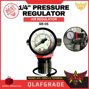 Pengatur Tekanan Kompresor 1/4 Inch (B-05) Adjustable Gauge + Lock