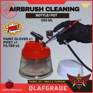 Airbrush Cleaning Bottle Pot 500ml with Holder - penbrush washer jar pembersih cuci spray