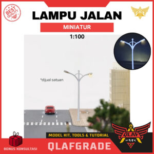 Miniatur diorama lampu jalan double 1:100