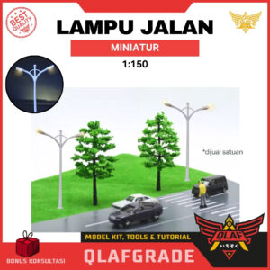 Miniatur diorama lampu jalan double 1:150