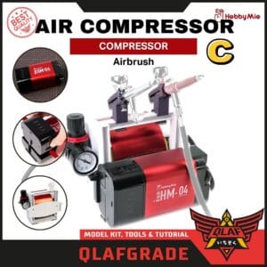 Paket Compressor Air Compressor C (HM-04 + Air Tank  Reservoir 1.3 L) Hobby mio - 90min 800mAH Auto Start-Stop Kompresor Wireless Rechargeable Airbrush kompresor