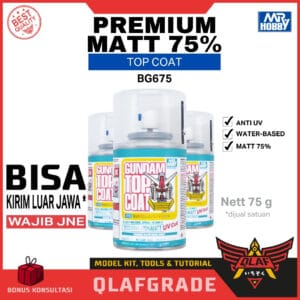 Mr. TOP COAT PREMIUM MATT 75%  BG675 Waterbased Clear Finishing Spray UV CUT - spray can finishingh coating Mr.Hobby GSI