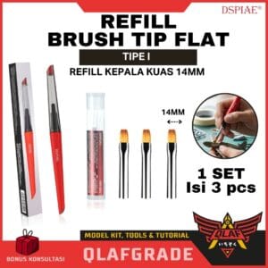 Refill kepala kuas FLAT 14 mm isi 3 dspiae brush tip Flat type I