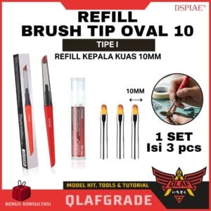 Refill kepala kuas OVAL 10 mm isi 3 dspiae brush tip Oval type I