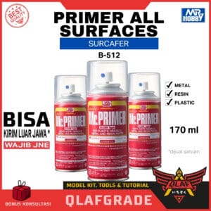 Mr. PRIMER Metal PS ABS Resin 3D CLEAR Type B-512 Cat Dasar Surfacer all surface