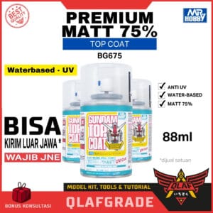 Mr. TOP COAT PREMIUM MATT 75%  BG675 Waterbased Clear Finishing Spray UV CUT - spray can finishingh coating Mr.Hobby GSI