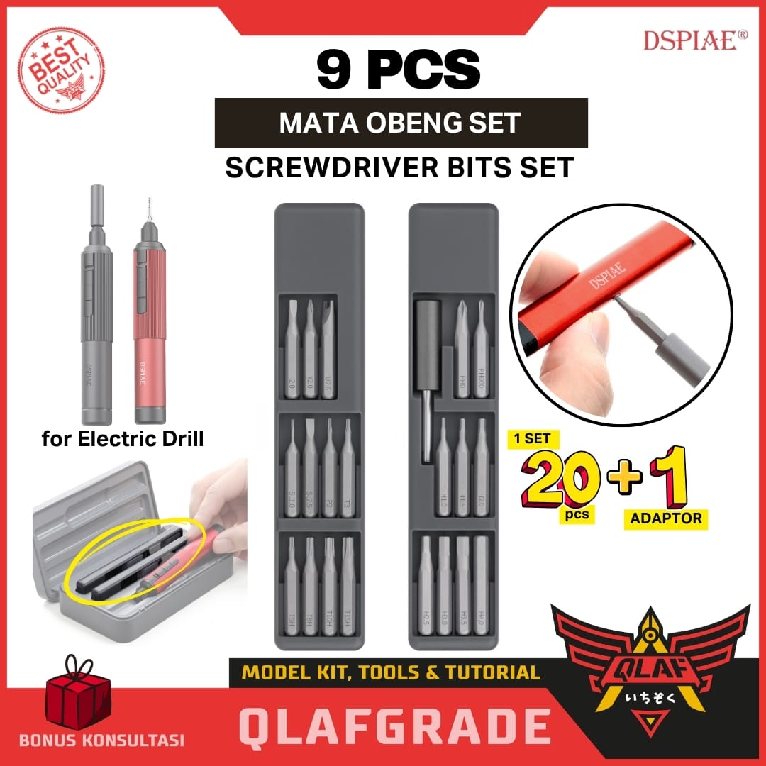 Dspiae Mata Obeng SET 9 pcs (SD-S01) - compatible with Orbit Electric Drill wireless AT-ED