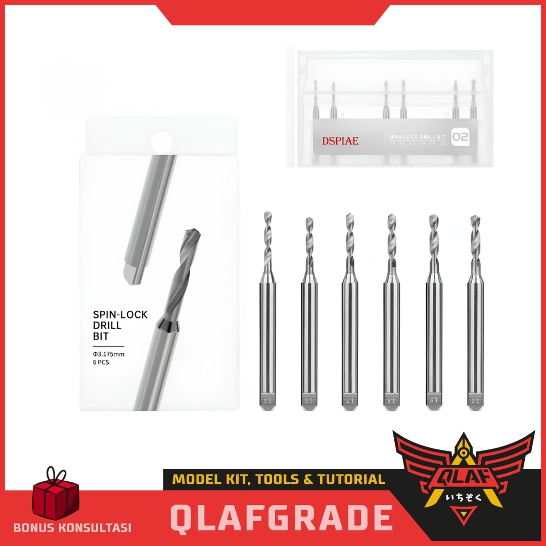 Dspiae Mata Bor SET 02 (XDB-S02) 1.5 - 2.0 mm - Spin-Lock Drill Bit tungsten Mobius Hand Drill bor tangan hobby detailing - Gambar 2