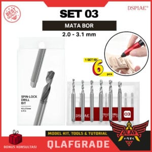 Dspiae Mata Bor SET 03 (XDB-S03) 2.0 - 3.1 mm - Spin-Lock Drill Bit tungsten Mobius Hand Drill bor tangan hobby detailing