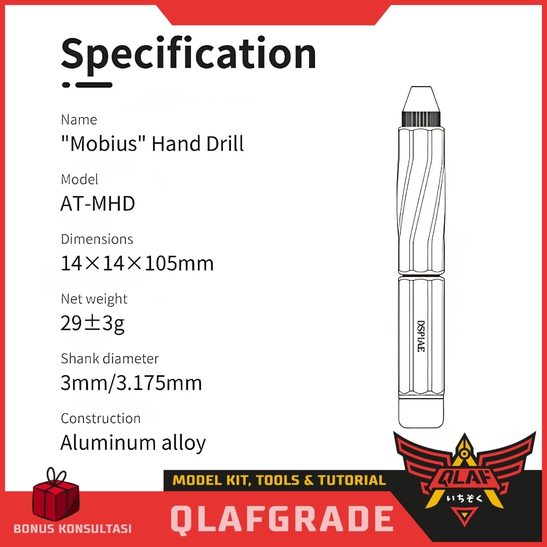 Dspiae Bor Tangan Mobius Hand Drill (AT-MHD) UNIVERSAL 3mm 3.175mm - Gambar 8